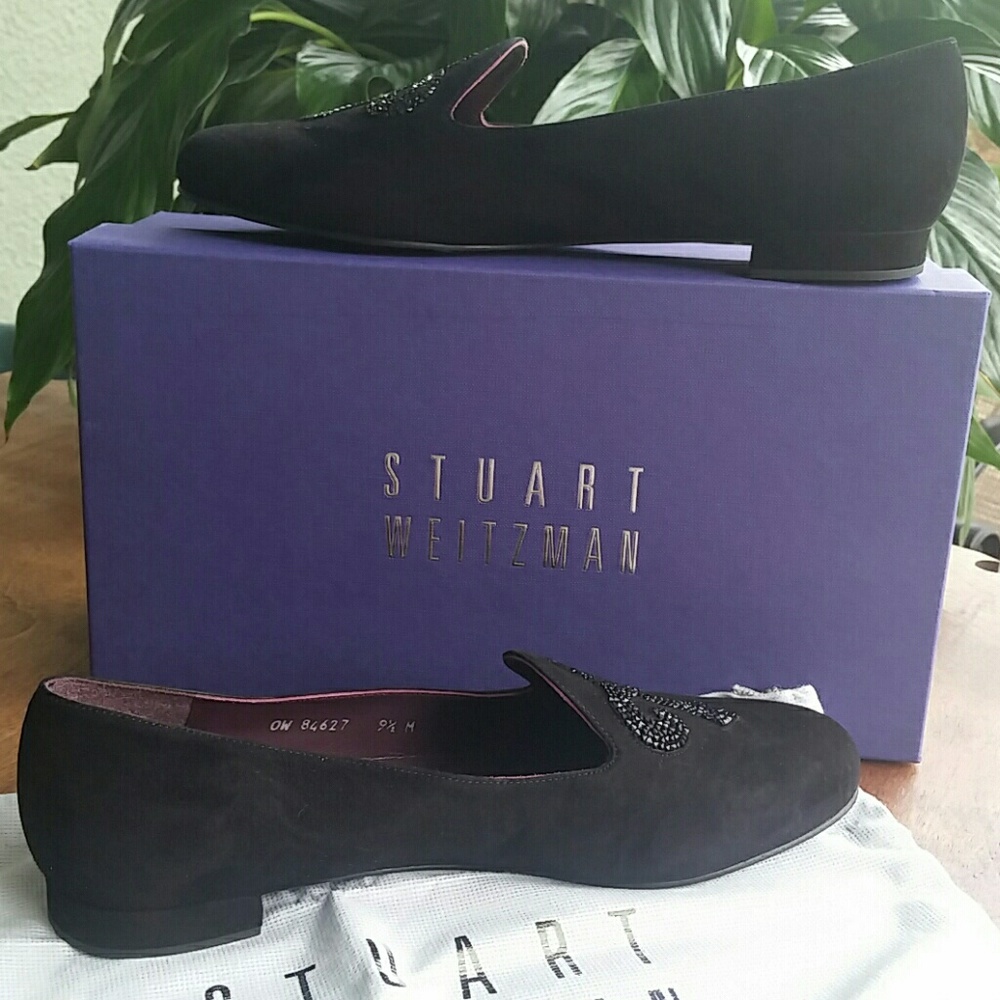 Stuart Weitzman Lys Crystal Rocks Smoking Slipper