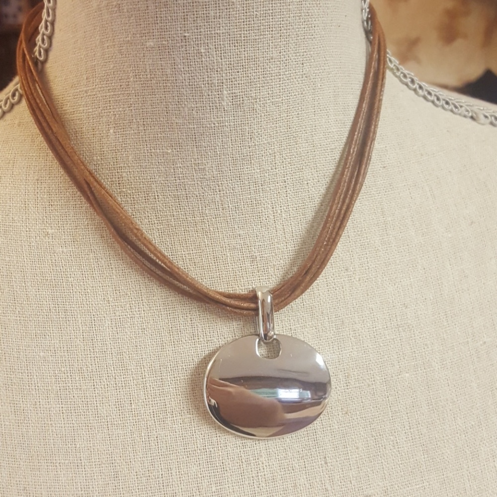 Silver and Leather Necklace