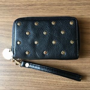DEUX LUX - BLACK WALLET/WRISTLET W/GOLD DETAILS