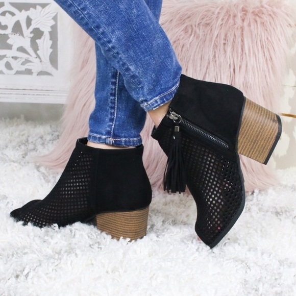 Black Fringe Bootie - Picture 2 of 5