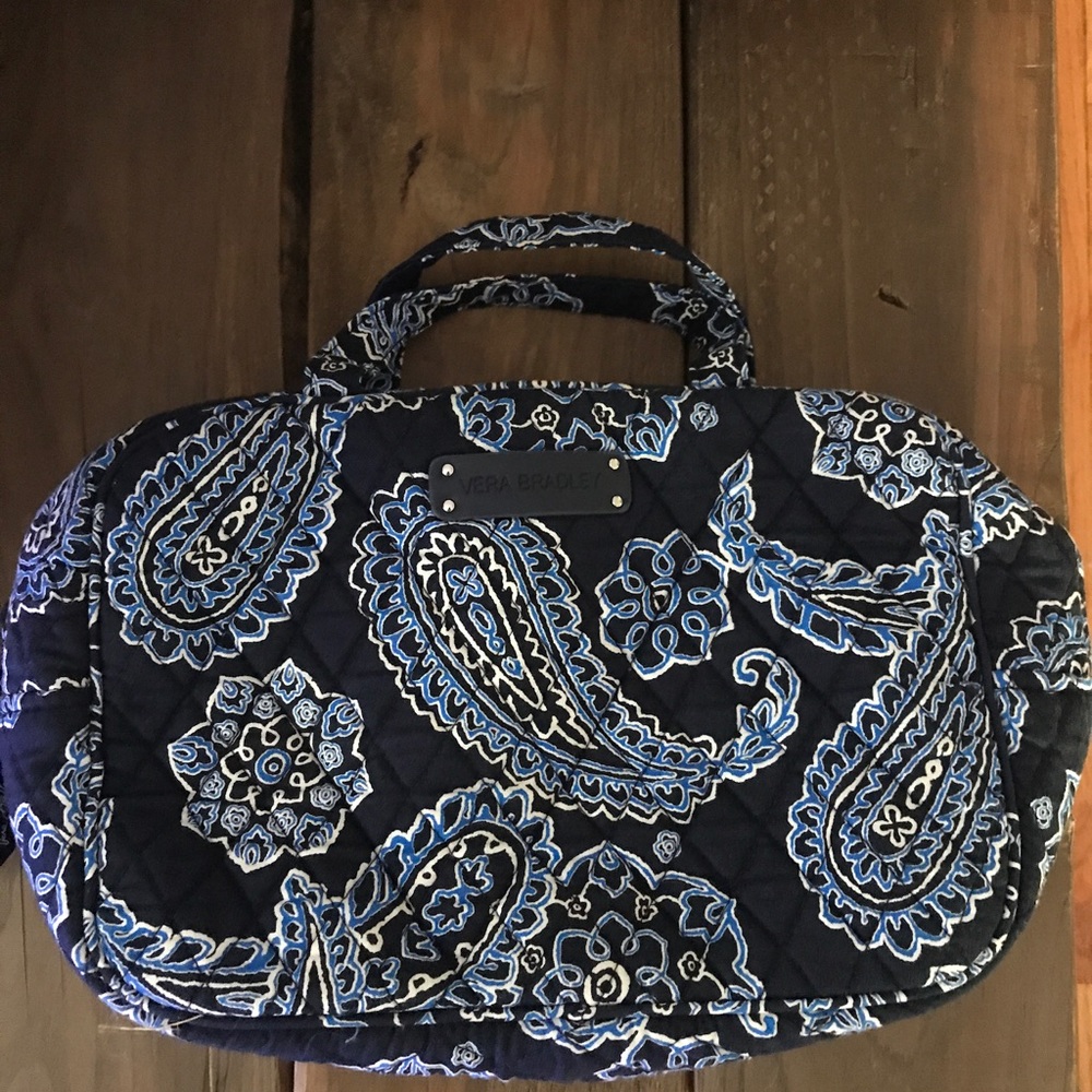 Blue bandana large cosmetic bag