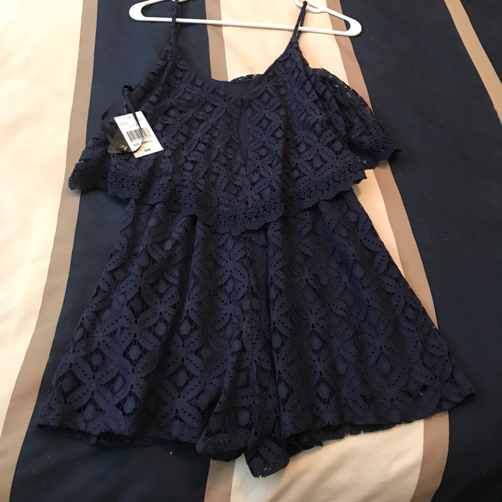 Navy lace romper