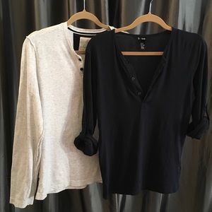 2 Deep Henley Style Shirts