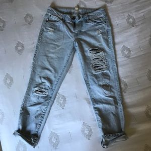 Distressed boyfriend fit jeans