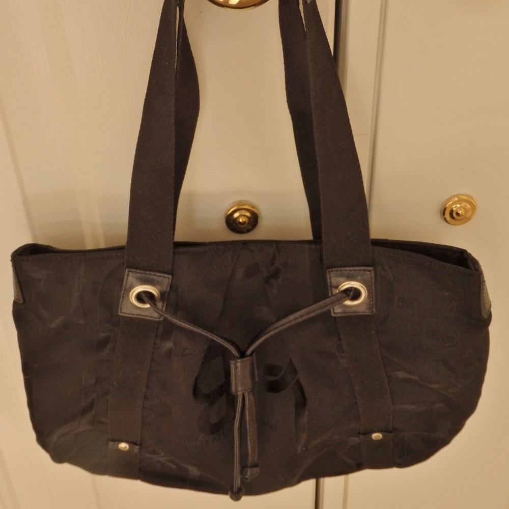 UNITED COLORS OF BENETTON BLACK NYLON&LEATHER TOTE