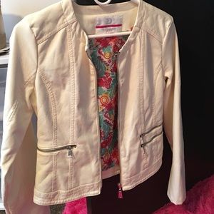 Cream faux leather jacket