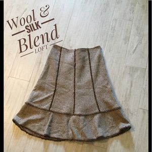 LOFT wool and silk blend A-line skirt