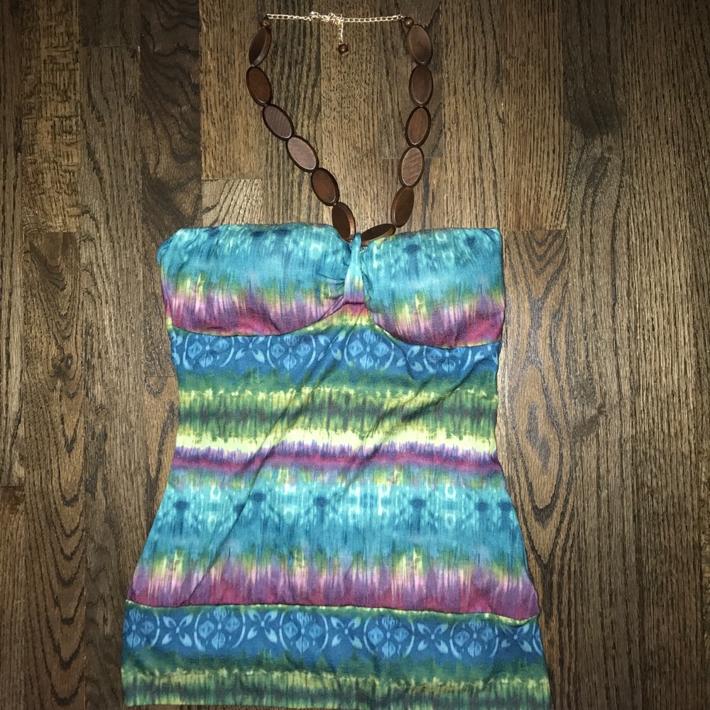 Tropical tie dye halter too
