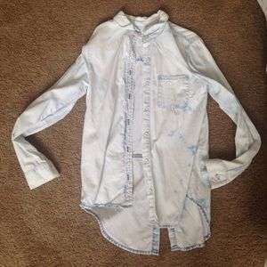 Acid wash denim button down.