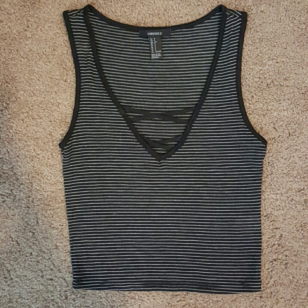 Striped lace up crop top