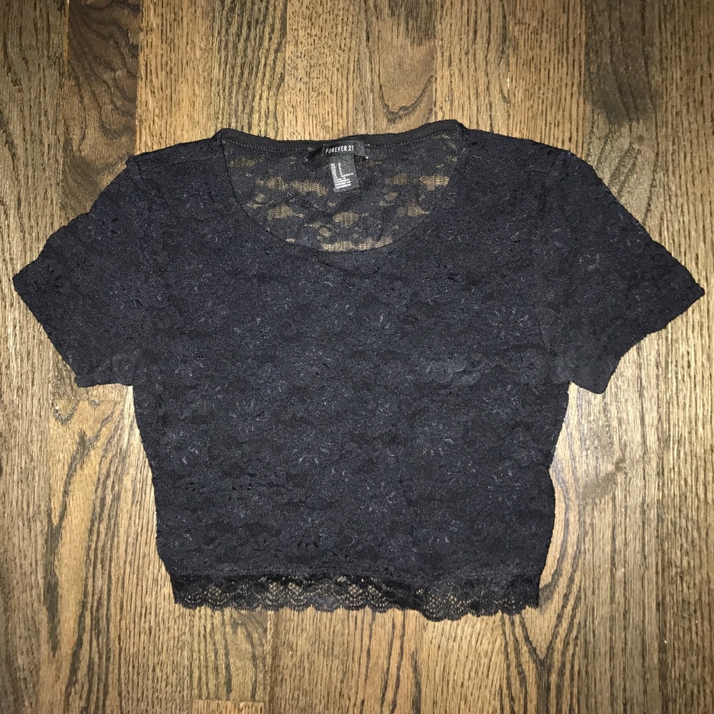 Black lace cop top