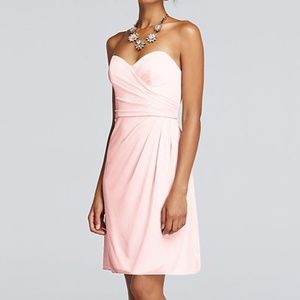 David's Bridal Short Strapless Mesh Dress Size 6