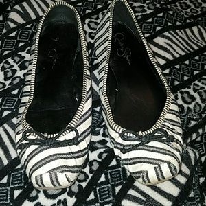 Navy and cream Jessica Simpson ballerina shoes
