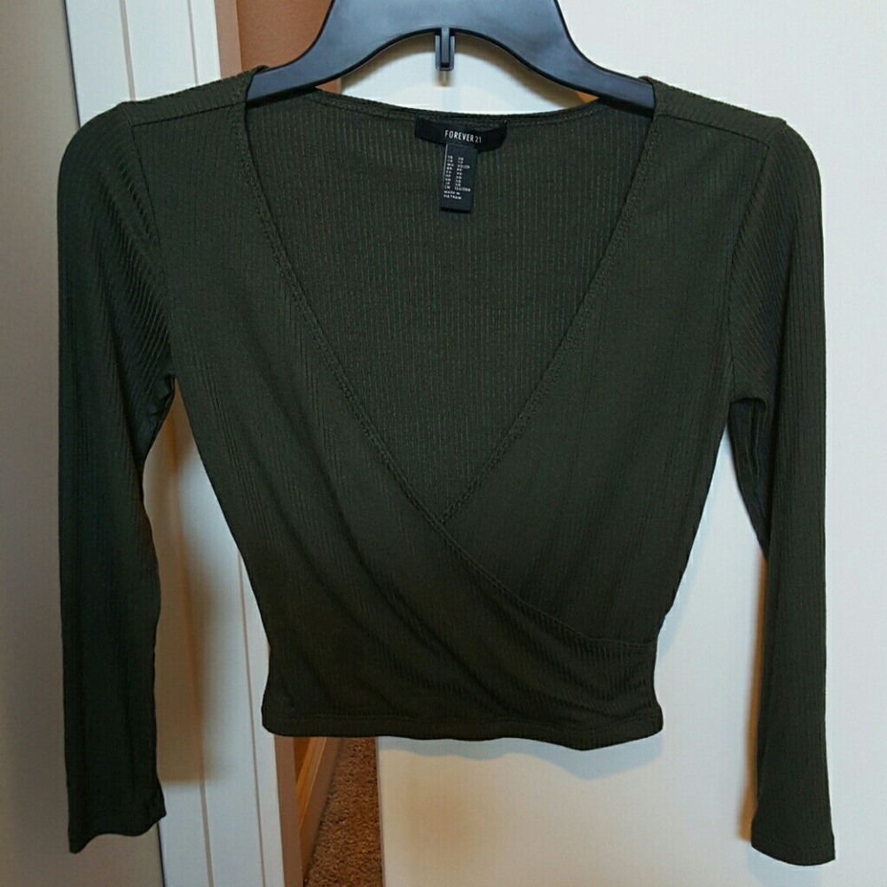 Ribbed wrap-around crop top