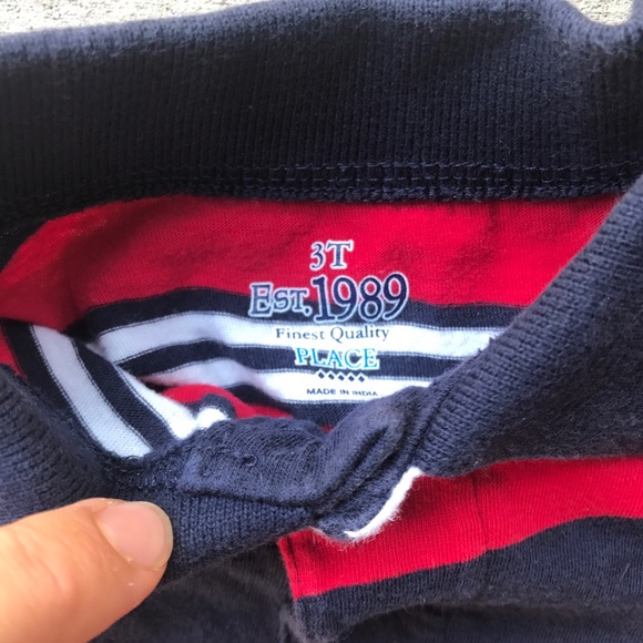 Red and Navy collard tee 3T - Picture 3 of 4