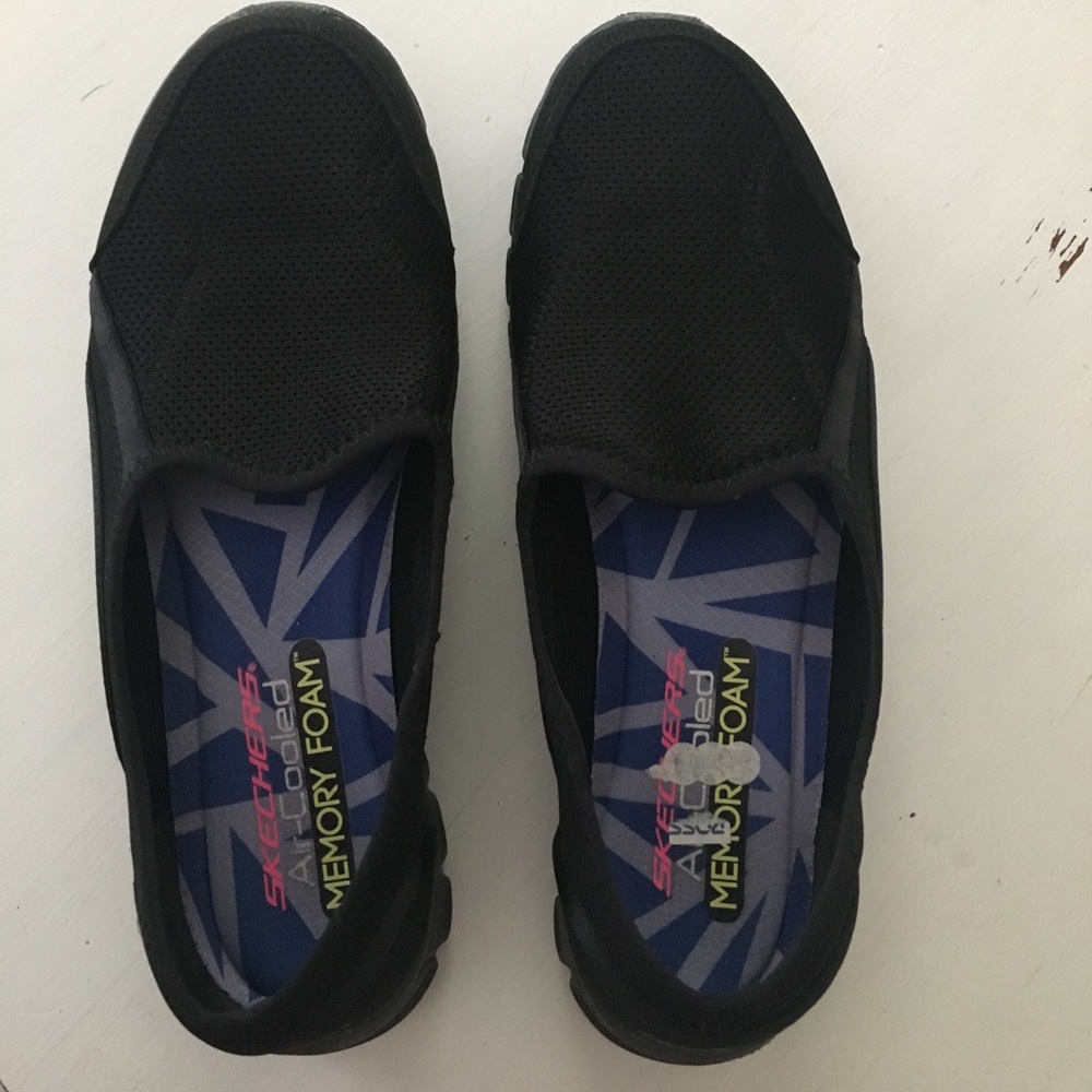All Black Skechers Air-Cooled Memory Foam Shoes