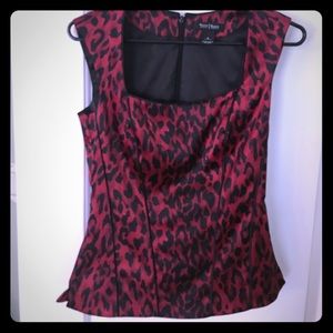 WHBM red and black blouse