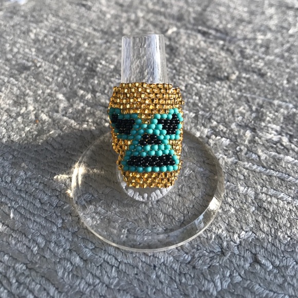 Luche Libre Fighter Masked Beaded Mexican Ring - Picture 5 of 6