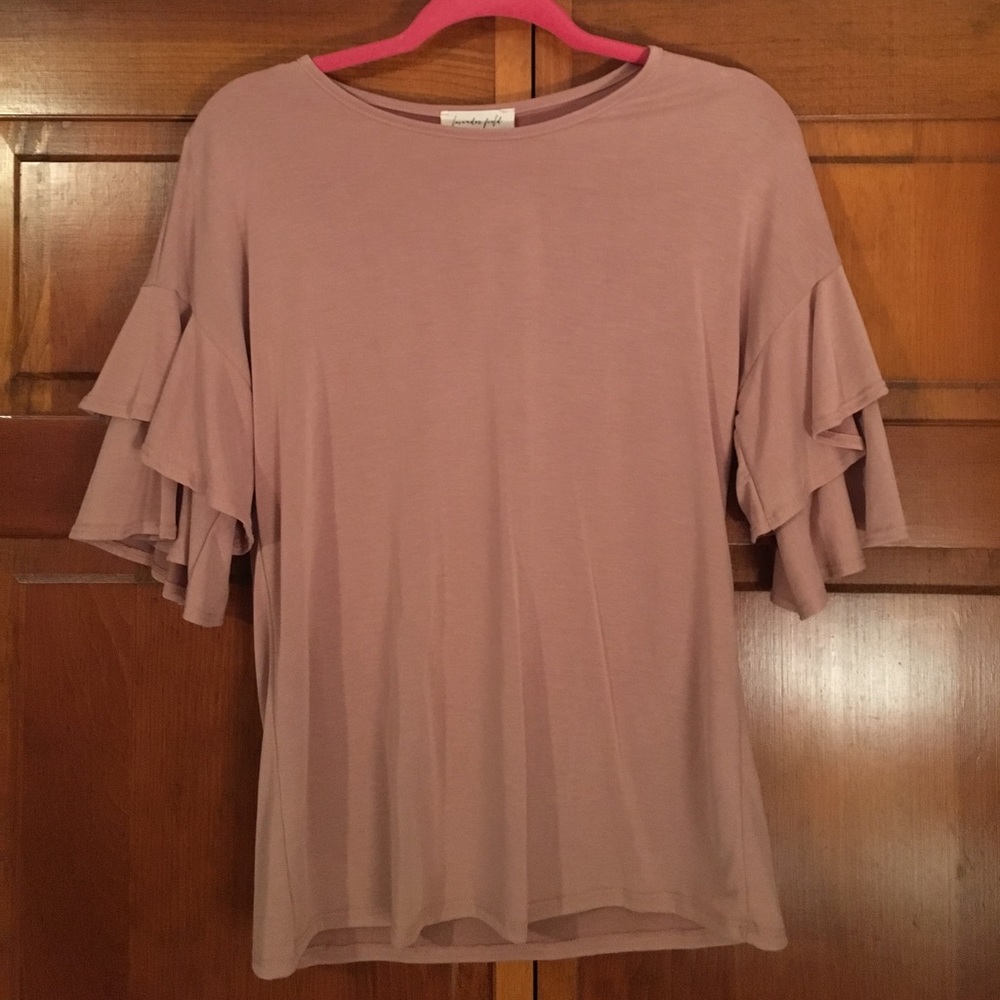 Mauve Short Ruffle Sleeve Top
