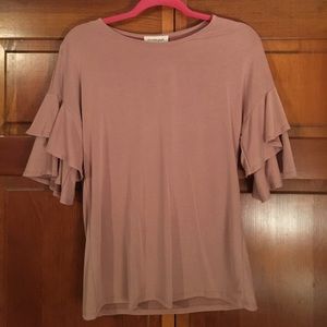 Mauve Short Ruffle Sleeve Top