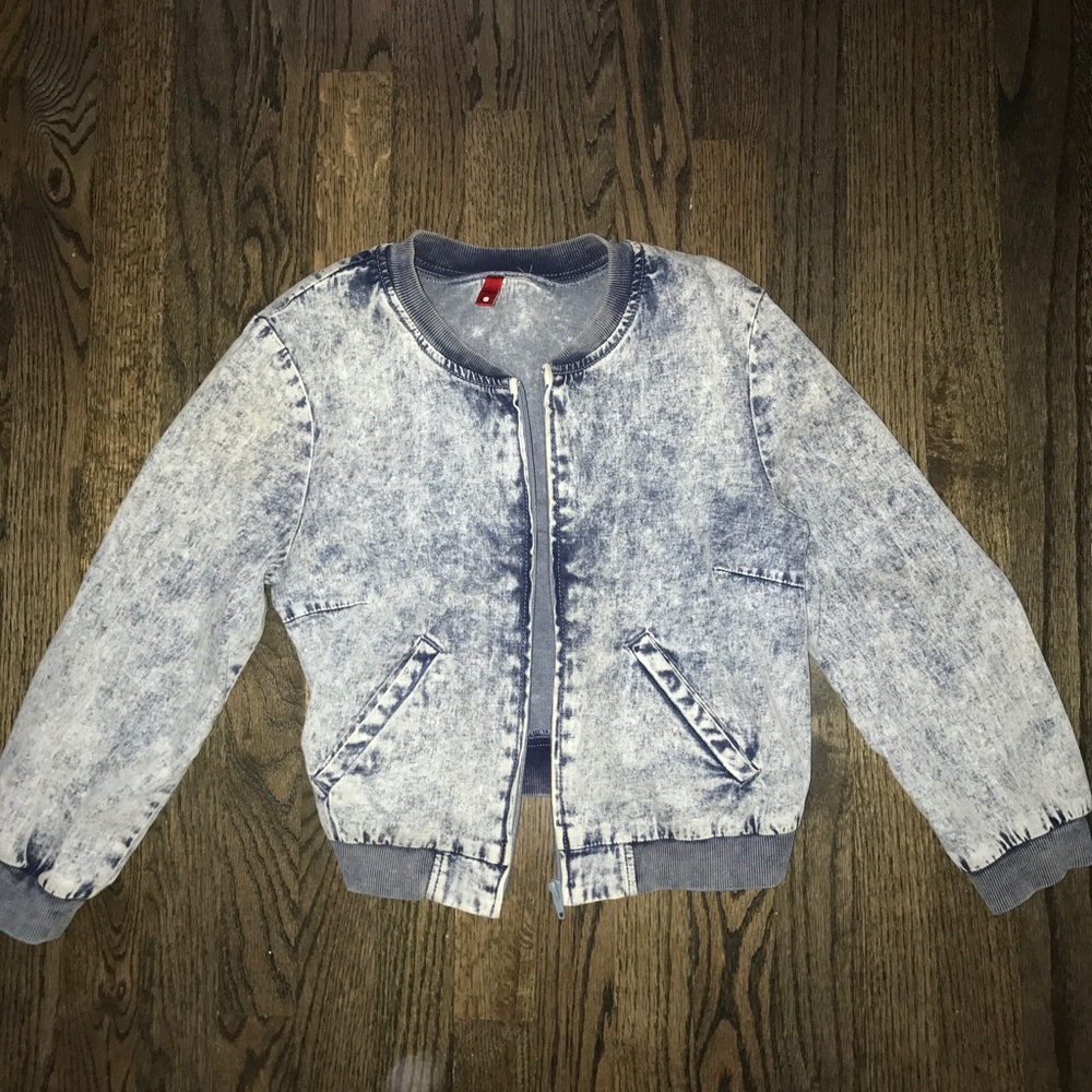 Acid wash jean bomber