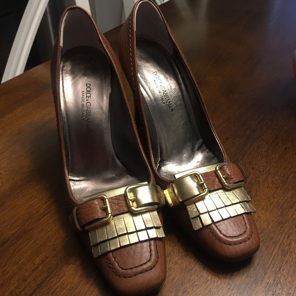 Dolce & Gabbana loafer style chunky heeled pump