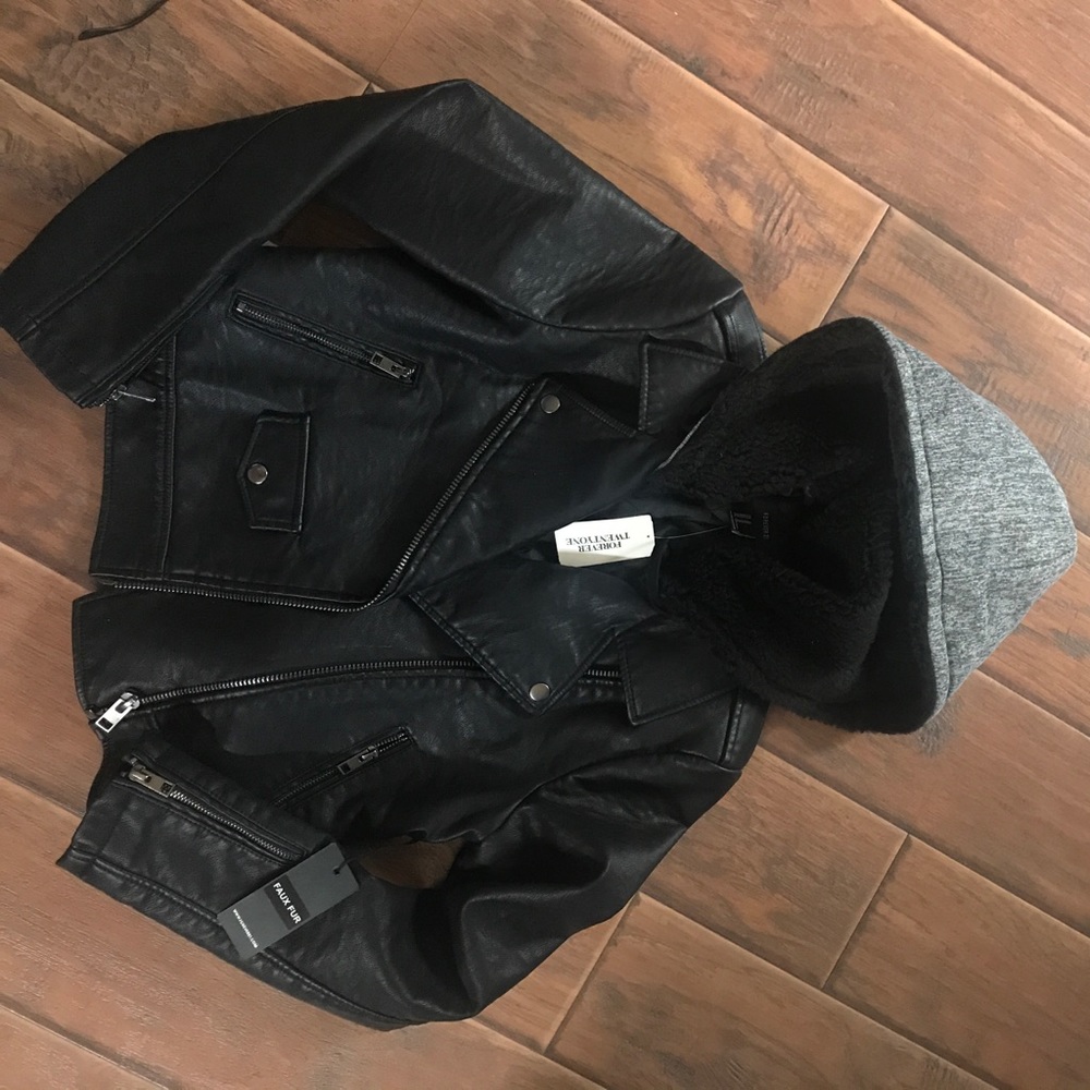 hooded leather jacket