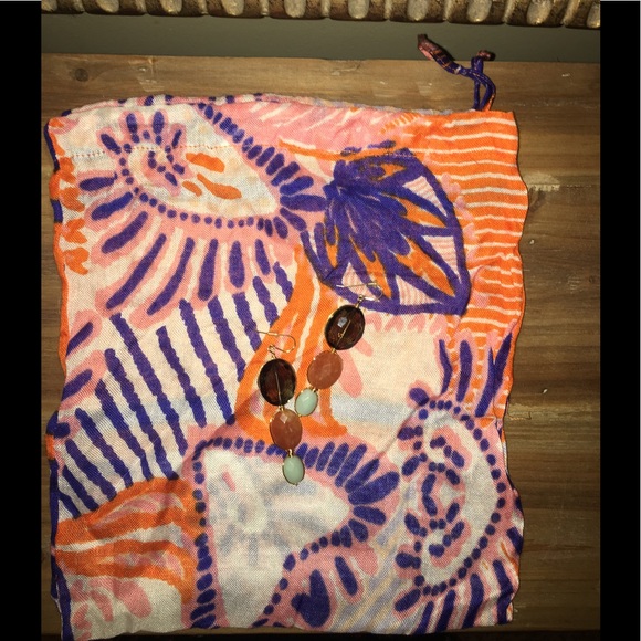 Sarah Briggs 3 Stone wire Drop Earrings- Real gems - Picture 5 of 5