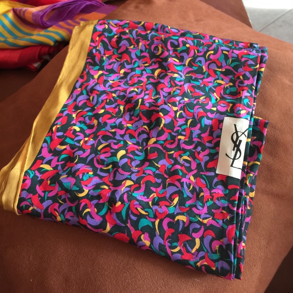 Yves saint Laurent silk scarf gold