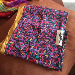 Yves saint Laurent silk scarf gold