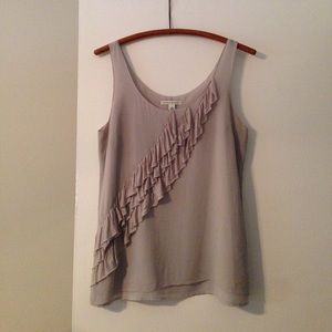 Grey silk ruffled tank