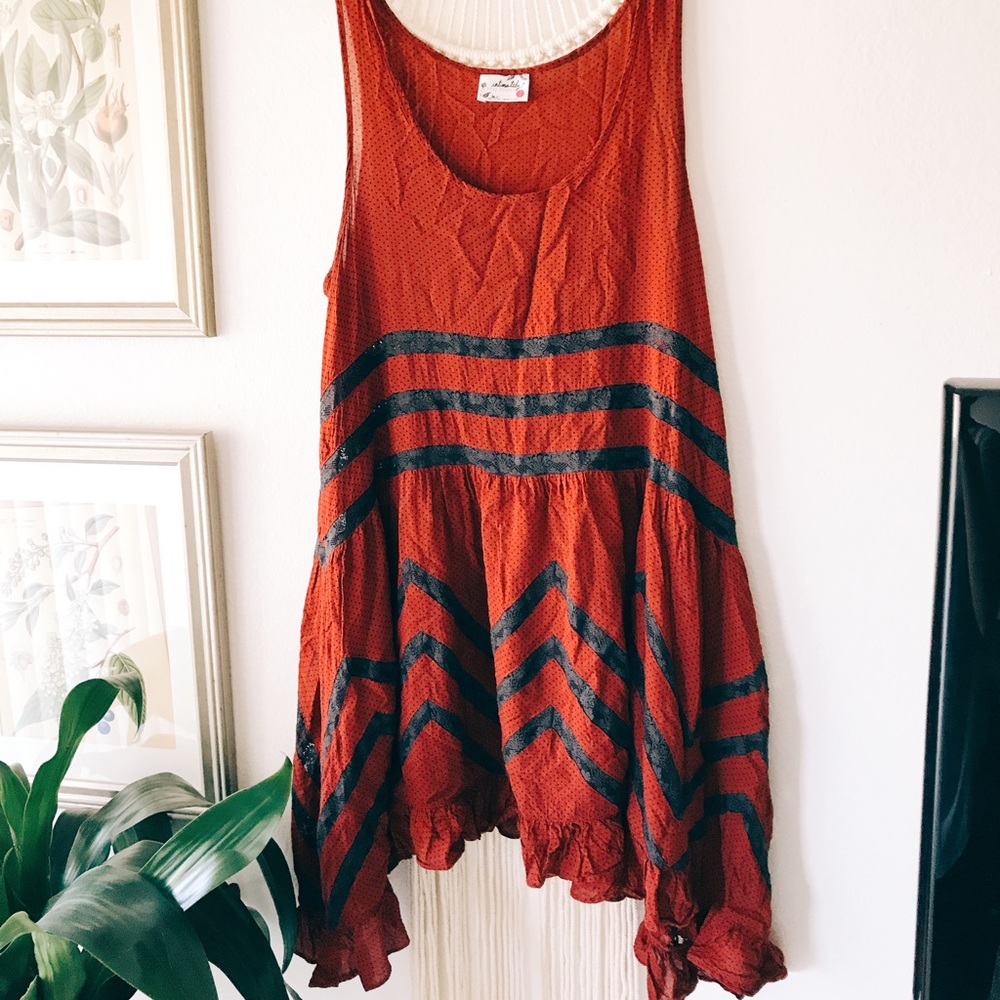 Free People Trapeze Slip Dress Red Sz SM