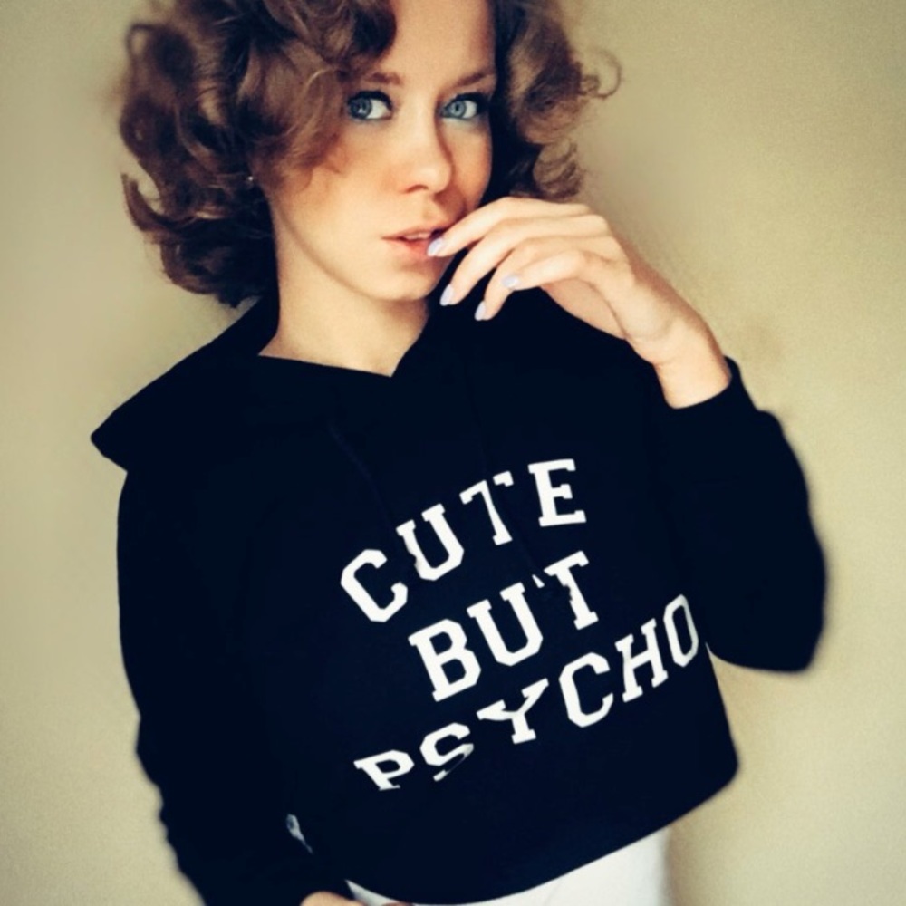 🖤 Cute But Psycho Cropped Hoodie