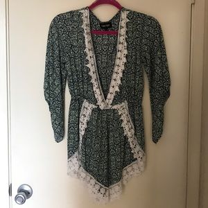Green 3/4 sleeve Romper