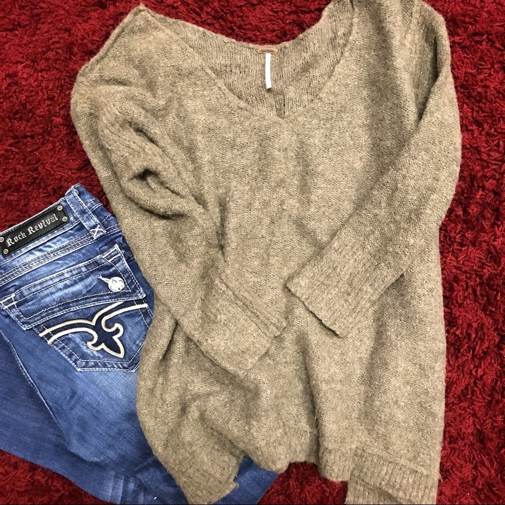 Free People Brown Basic Oversized Comfy sweater