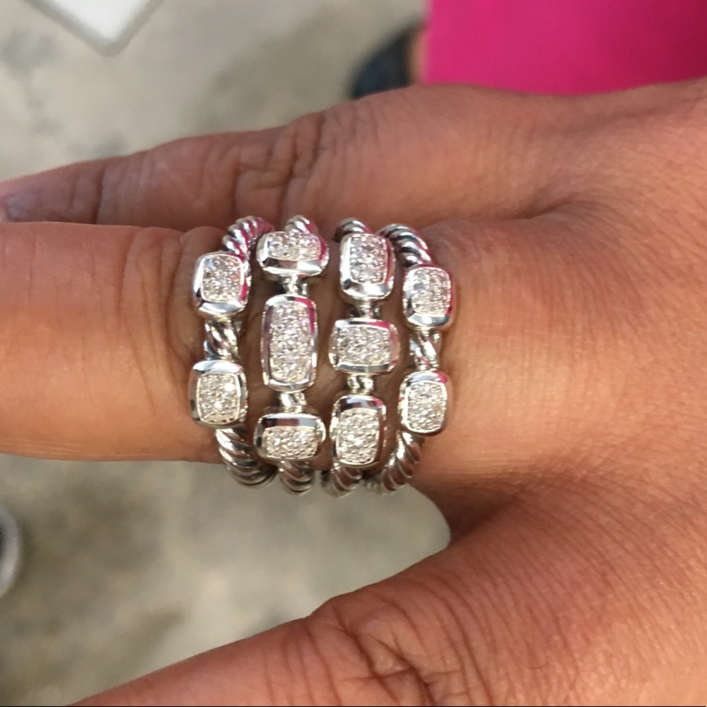 Brand New David Yurman 4 Row Diamond Confetti Ring