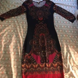 Printed multi color sweater dress