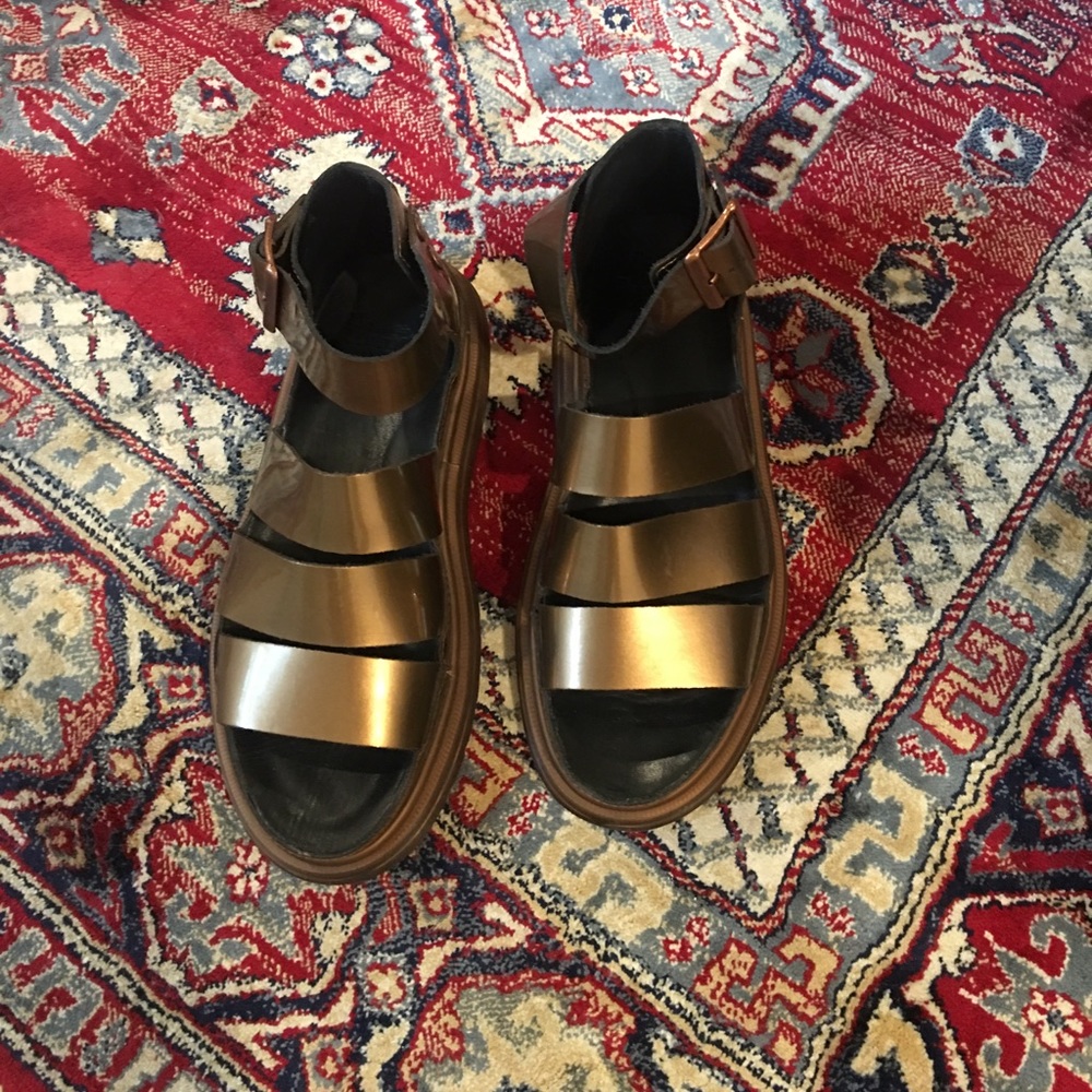 Gold Dr. marten Clarissa sandals sz 8us 6uk