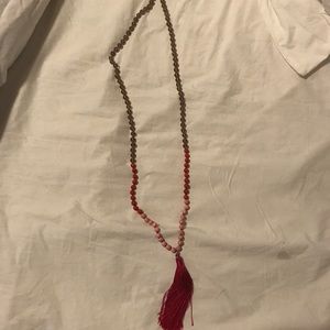 Beaded tassel necklace pink ombré