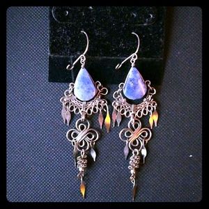 Blue stone chandelier earrings