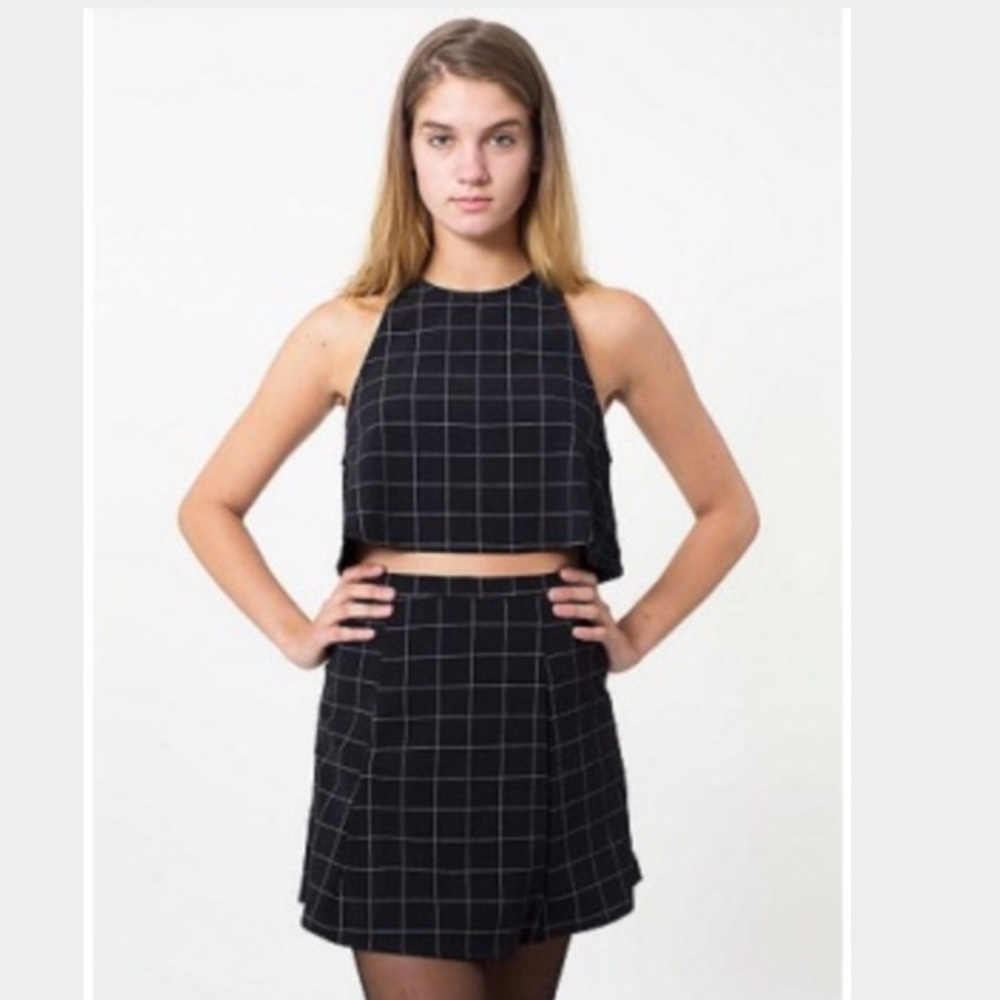 The grid print lulu mini skirt and top
