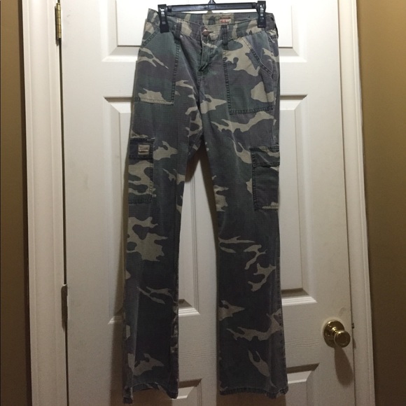 camouflage flare jeans