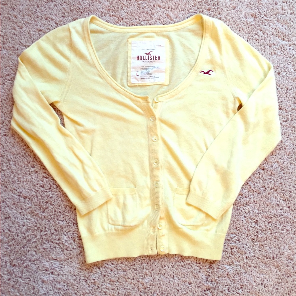 Hollister 3/4 Sleeve Yellow Cardigan.