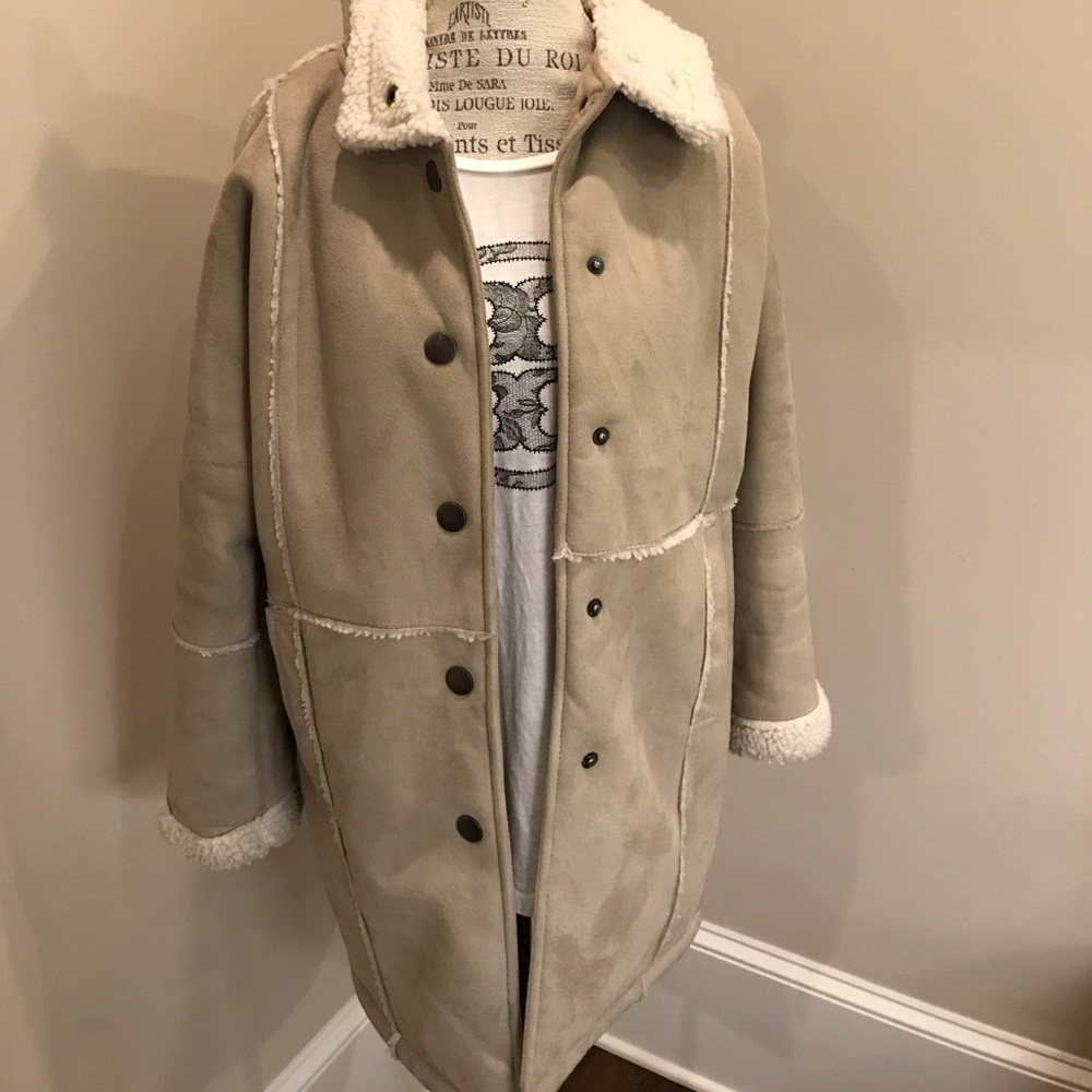 🍂Camel Shearling/ Sheepskin Coat -H&M