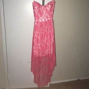 Pink high low lace dress
