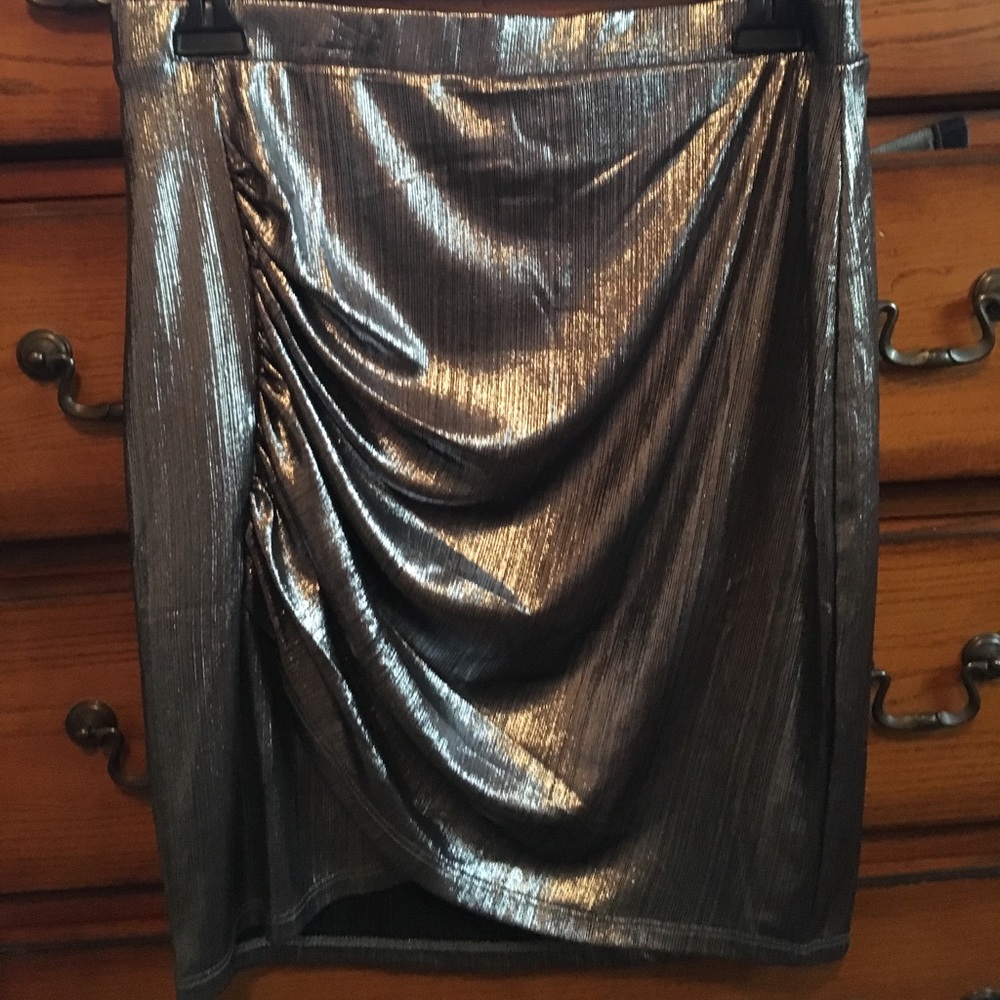 Silver pencil skirt.