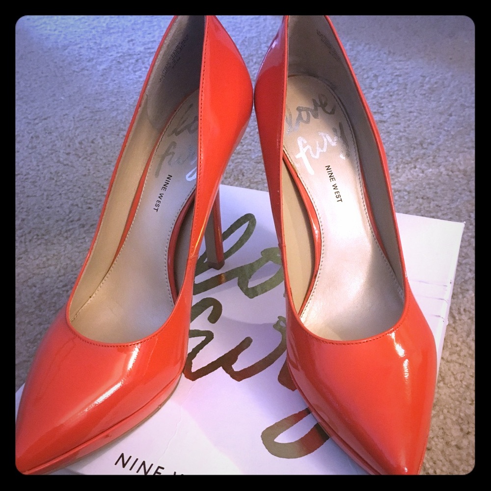 Nine West Love Fury Orange Platform Pumps