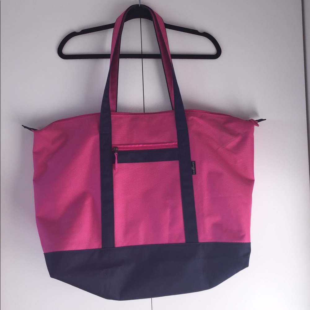 Pink samsonite tote bag