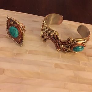 Anju Mixed Metal & Turquoise Cuff & Ring Set!