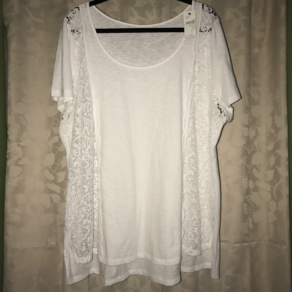 Lane Bryant Tops - LANE BRYANT NWT CROCHET SIDE PANEL TEE